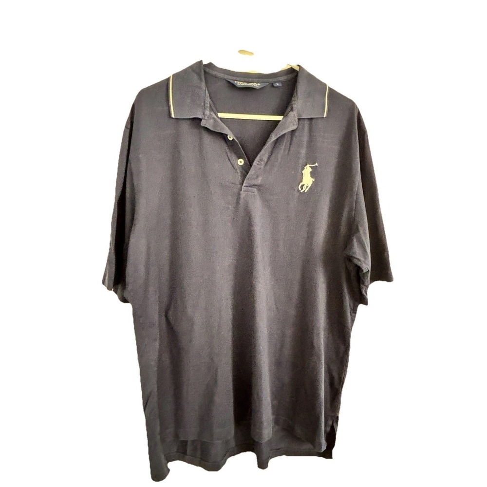 Polo Ralph Lauren‎ Golf Mens Large Big Pony Logo Polo Shirt Navy Blue Preppy
